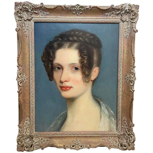 Early 19th Century Oil Painting Portrait Beautiful Young English Lady - Cheshire Antiques Consultant