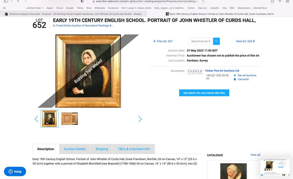 Early 19th Century Oil Painting Portrait Of Elisabeth Blomfield Nee Brasnett - Cheshire Antiques Consultant