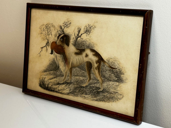 Early Victorian Hunting Painting Pointer Gun Dog Carrying Grouse Bird Prey - Cheshire Antiques Consultant