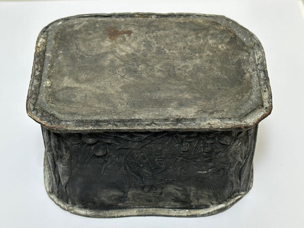 Early Victorian Small Lead Crimea War Tea Caddy - Cheshire Antiques Consultant