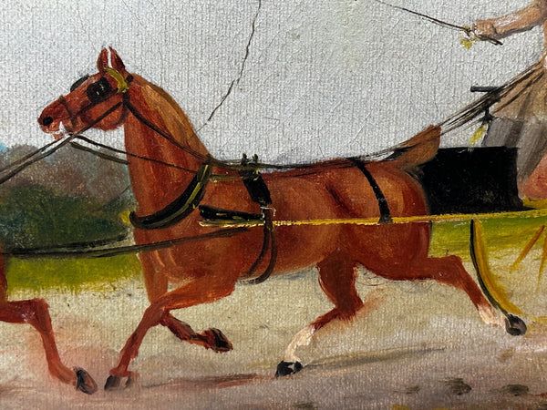 Edwardian Oil Painting Horses Coachman Signed Philip H Rideout - Cheshire Antiques Consultant