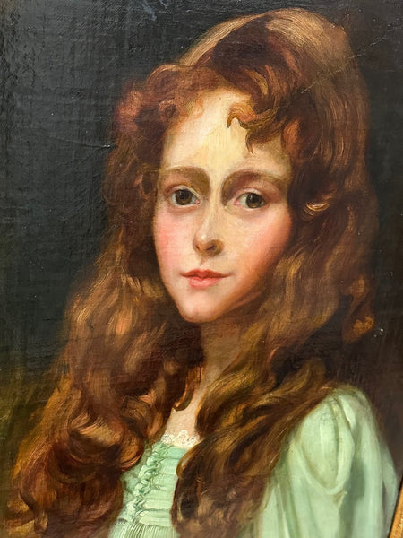 Edwardian Oil Painting Portrait Young Lady Ginger Hair By John William Schofield - Cheshire Antiques Consultant