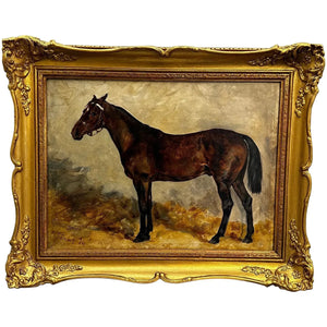 English 19th Century Equine Oil Painting Bay Hunter Horse Isriel C1876 By J Emms - Cheshire Antiques Consultant