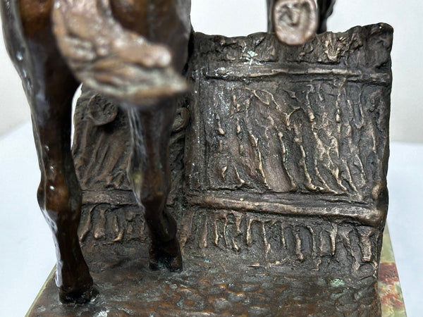 Equine Bronze Race Horses & Jockeys Galloping Triumph Hurdle Sculpture - Cheshire Antiques Consultant