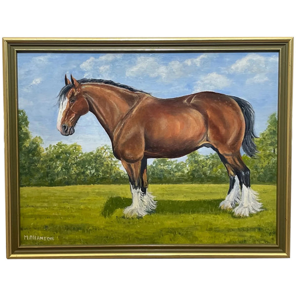 Equine Work of Art Oil Painting English Shire Cart Plough Horse - Cheshire Antiques Consultant