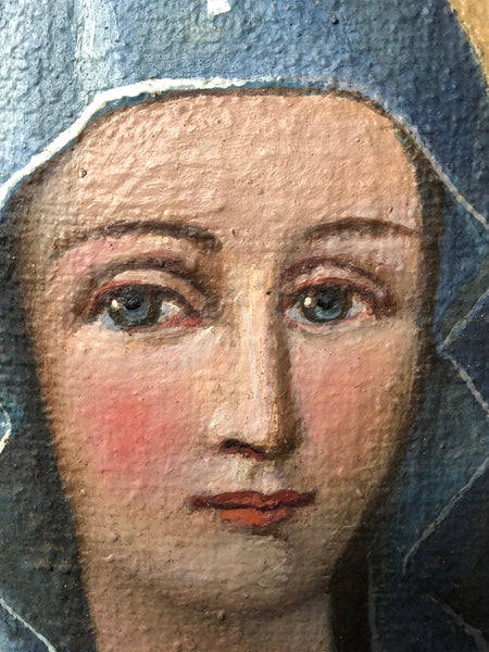 European Religious Madonna & Christ Icon Portrait Oil Painting C1931 - Cheshire Antiques Consultant