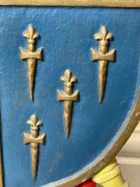 French Fleur de Lys Heraldry Knight Shield Fire Companion Set - Cheshire Antiques Consultant