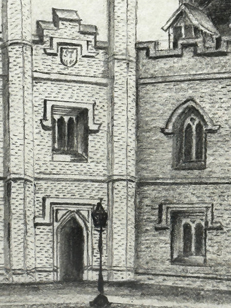 Georgian Drawing of Gisborne Court at Peterhouse St Peter’s College Cambridge By Hill Delt - Cheshire Antiques Consultant