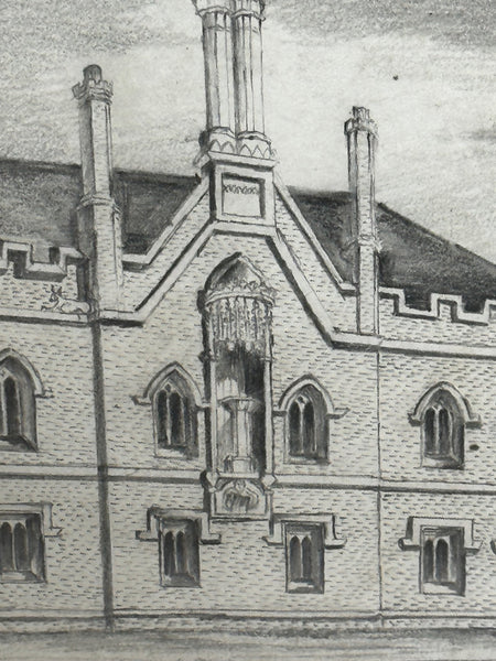 Georgian Drawing of Gisborne Court at Peterhouse St Peter’s College Cambridge By Hill Delt - Cheshire Antiques Consultant