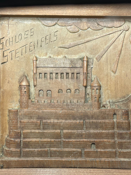 German Carved Wood Sculpture Schloss Stettenfels Castle Wall Plaque - Cheshire Antiques Consultant