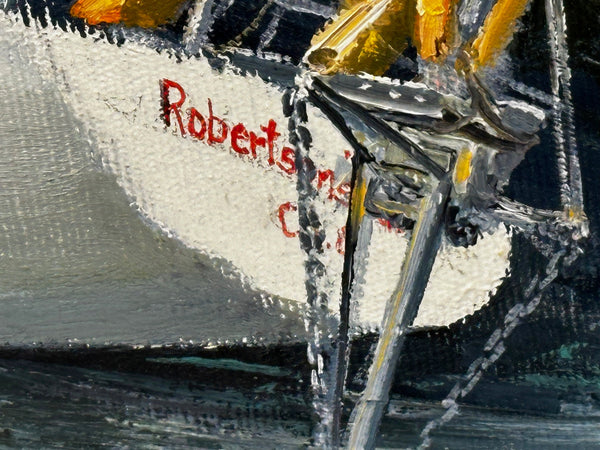 Huge Marine Oil Painting Racing Yacht No 7 Robertsons Golly Transatlantic Race - Cheshire Antiques Consultant