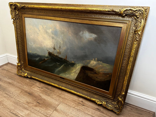 Huge Victorian Oil Painting Floundering Ships Awaiting Rescue By William Henry Williamson - Cheshire Antiques Consultant