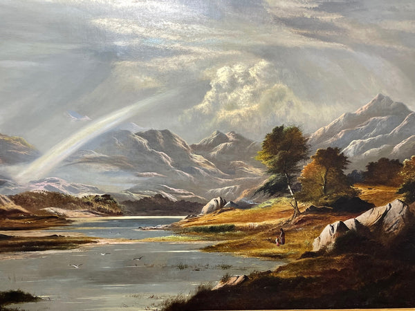 Huge Victorian Oil Painting Snowdon Mountain Range By Charles Leslie - Cheshire Antiques Consultant