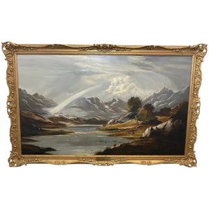 Huge Victorian Oil Painting Snowdon Mountain Range By Charles Leslie - Cheshire Antiques Consultant