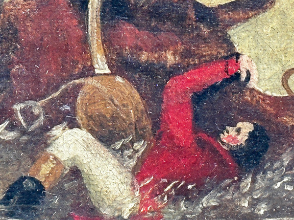 Hunting Horse Rider Red Coats An Unfortunate Fall Oil Painting Follower Of Alken - Cheshire Antiques Consultant