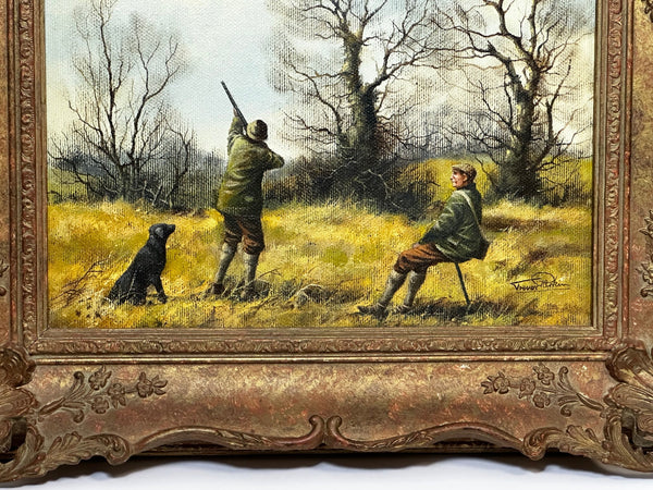 Hunting Party Oil Painting Gentlemen Shooting Pheasant In Moor Your Bird Sir - Cheshire Antiques Consultant