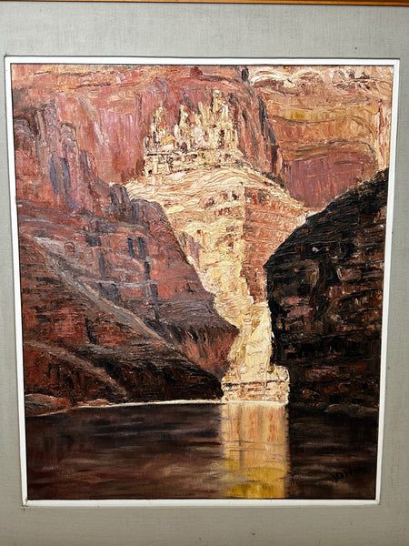 Impressionist Mid Century Oil Painting Landscape Grand Canyon - Cheshire Antiques Consultant