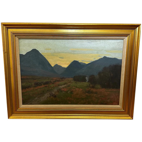 Impressionist Oil Painting Scottish Moor Evening Glen Sannox By George Houston - Cheshire Antiques Consultant