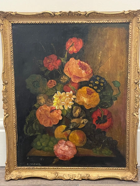 Impressionist Still Life Flowers Roses Oil Painting By Dorothy Pulford - Cheshire Antiques Consultant