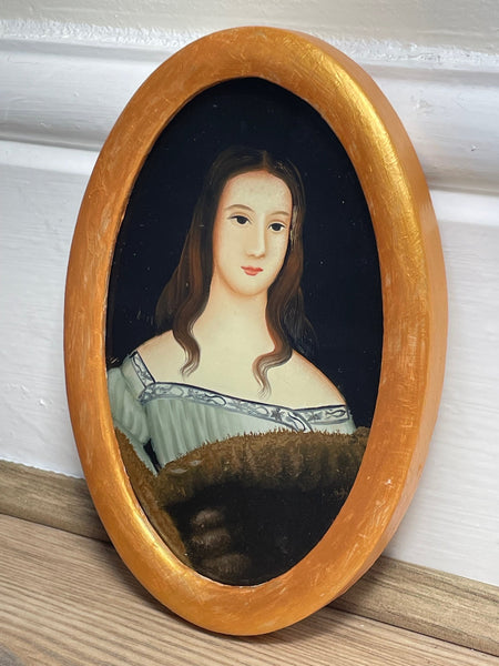 Italian 19th Century Miniature Portrait Countess Noble Lady Oil Painting - Cheshire Antiques Consultant