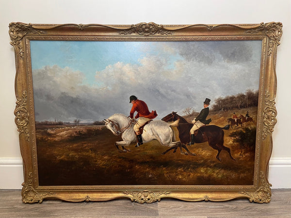Large 19th Century Hunting Charging Red Coat Horse Riders Oil Painting By Thomas Smythe - Cheshire Antiques Consultant
