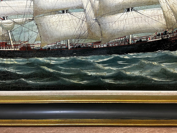 Large 19th Century Oil Painting Clipper Jute Ship Slieve Roe Off Calcutta Attributed Lai Fong - Cheshire Antiques Consultant