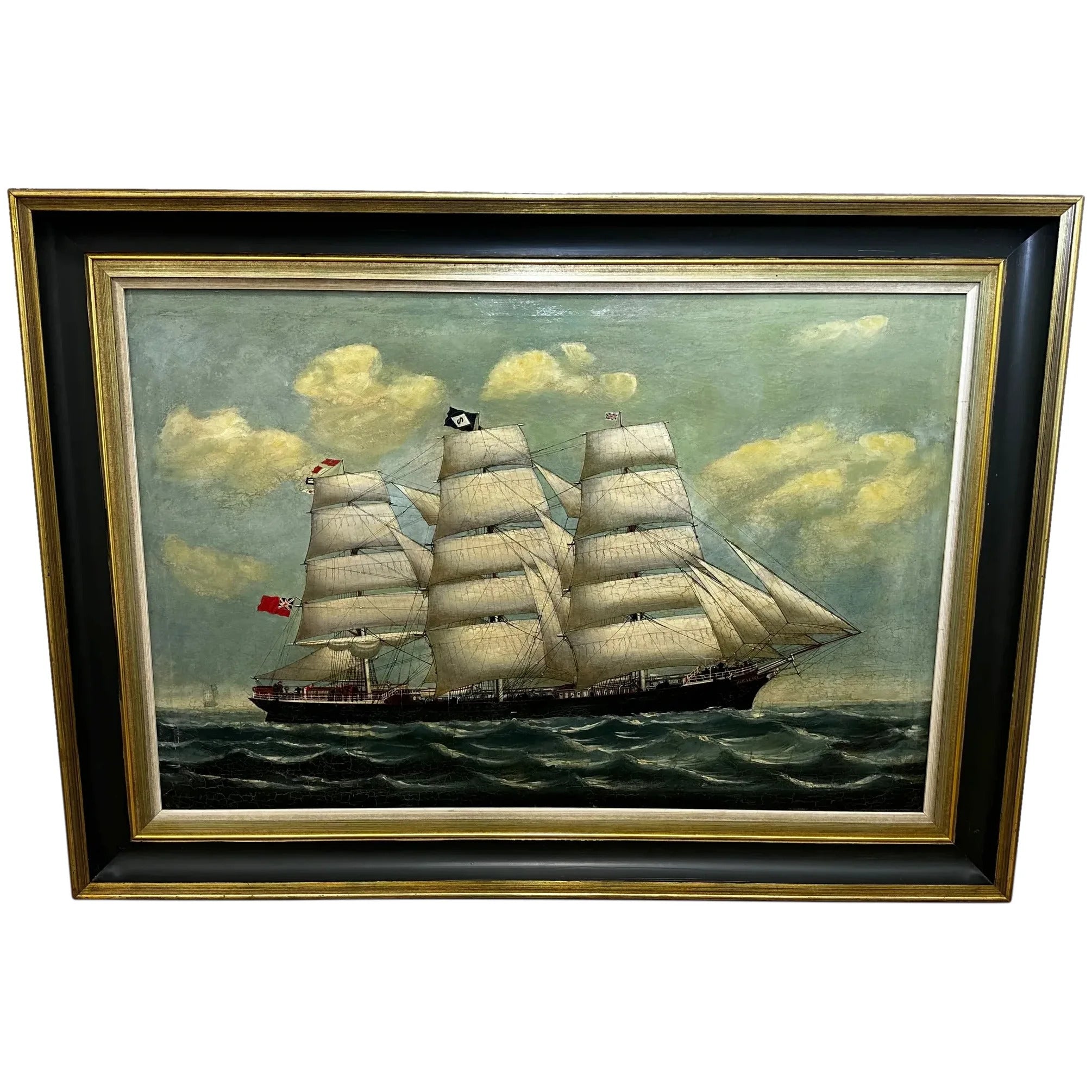Large 19th Century Oil Painting Clipper Jute Ship Slieve Roe Off Calcutta Attributed Lai Fong - Cheshire Antiques Consultant