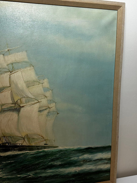 Large Marine Art Oil Painting David Crockett Sailing Ship By Paul Richardson - Cheshire Antiques Consultant