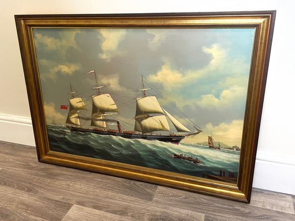 Large Oil Painting Sailing Steam Ship Orinoco By Salvatore Colacicco - Cheshire Antiques Consultant