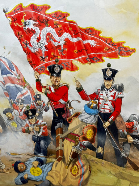 Large Painting Battle Chusan Opium Wars Red Coats 55th Westmorland Assaulting Guards Hill - Cheshire Antiques Consultant