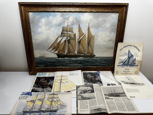 Marine Oil Painting Schooner Ship Kathleen & May By John L Chapman - Cheshire Antiques Consultant