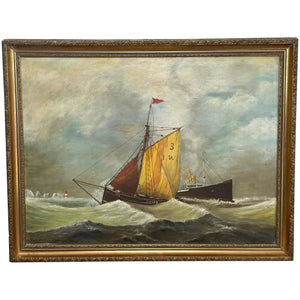 Marine Seascape 20th Century Oil Painting "SS Kaiser Wilhelm der Grosse" Ship - Cheshire Antiques Consultant