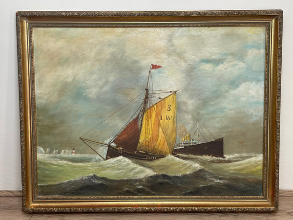 Marine Seascape 20th Century Oil Painting "SS Kaiser Wilhelm der Grosse" Ship - Cheshire Antiques Consultant