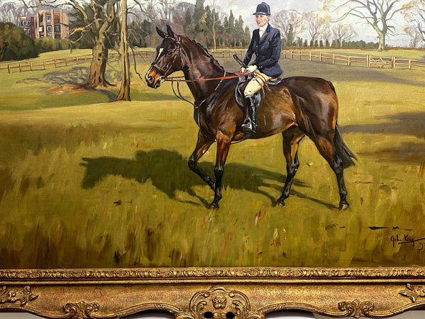 Oil Painting Equestrian Lady Riding Bay Hunter Horse Lilley By John Gregory King - Cheshire Antiques Consultant