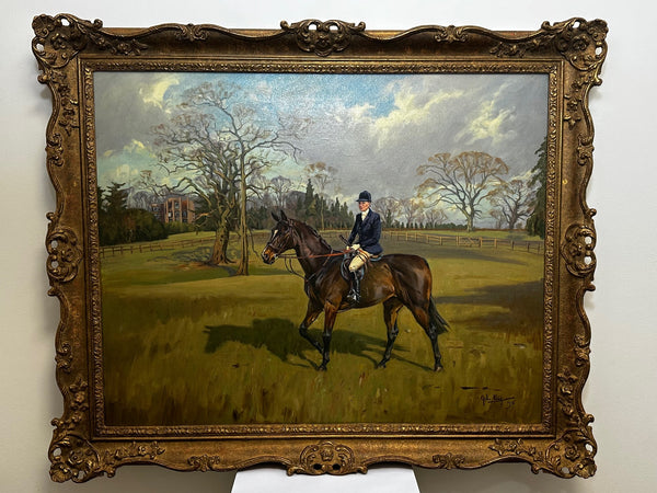 Oil Painting Equestrian Lady Riding Bay Hunter Horse Lilley By John Gregory King - Cheshire Antiques Consultant
