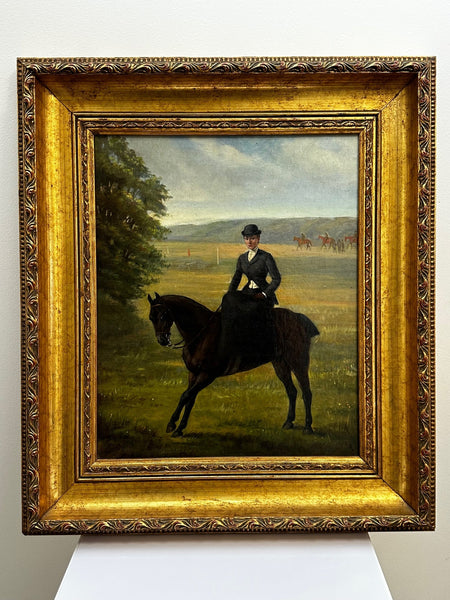 Oil Painting Equestrienne Portrait Lady Dorothea On Bay Hunter By Rosa Frances Corder - Cheshire Antiques Consultant