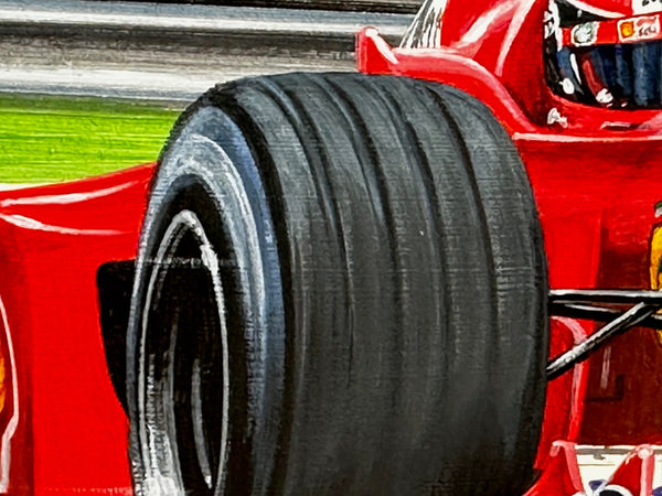 Oil Painting Ferrari Racing Car 2000 Monza Grand Prix Winner Michael Schumacher - Cheshire Antiques Consultant