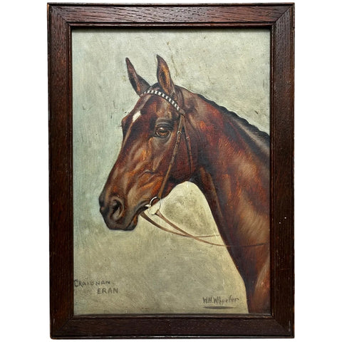 Oil Painting Horse Craig an Eran Winner Newmarket Stakes By Walter Herbert Wheeler - Cheshire Antiques Consultant
