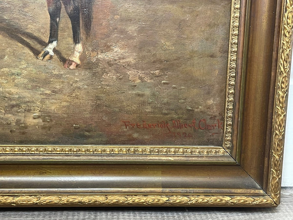 Oil Painting Horse 'Spion Kop' Winner Derby Stakes By Frederick Albert Clarke - Cheshire Antiques Consultant