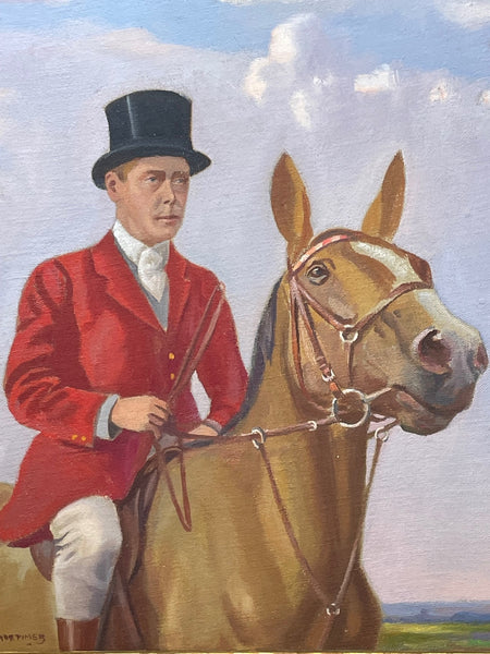 Oil Painting Hunting Portrait of King Edward VIII By Geoffrey Mortimer - Cheshire Antiques Consultant
