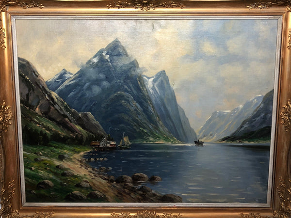 Oil Painting Impressionism Early 20th Century Norwegian Fjord - Cheshire Antiques Consultant
