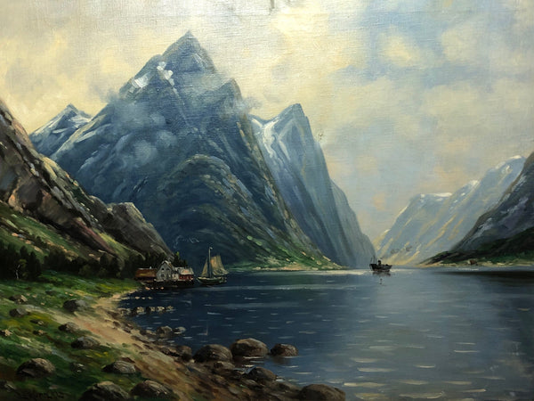 Oil Painting Impressionism Early 20th Century Norwegian Fjord - Cheshire Antiques Consultant