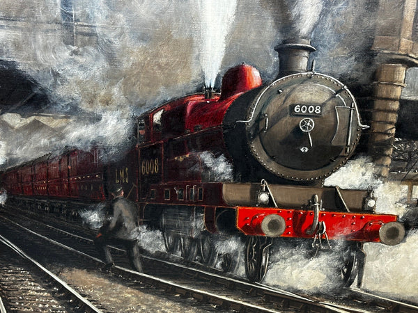 Oil Painting Lady Godiva Great Western Train 2904 & LMS 6008 Approaching Chester - Cheshire Antiques Consultant