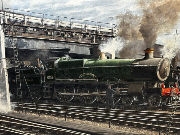Oil Painting Lady Godiva Great Western Train 2904 & LMS 6008 Approaching Chester - Cheshire Antiques Consultant