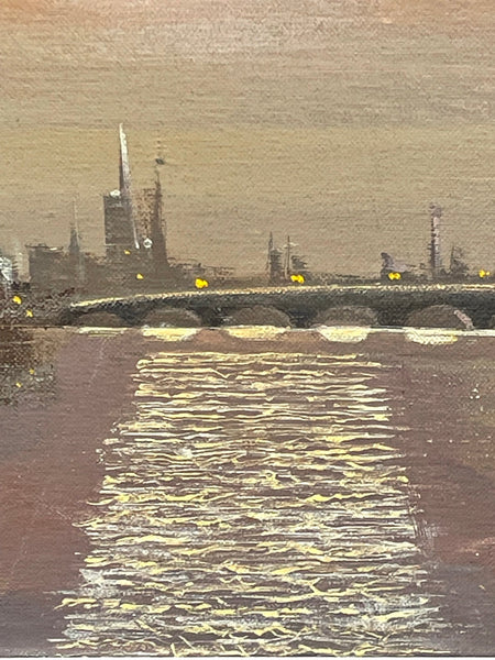 Oil Painting London Blackfriars Bridge & St Pauls Cathedral At Dusk By Moonlight - Cheshire Antiques Consultant