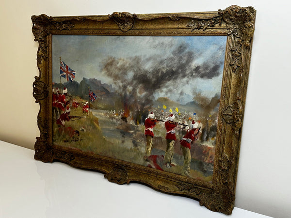 Oil Painting Military Battle Kam Dakkha 2nd Afghan War By Francis Russell Flint - Cheshire Antiques Consultant