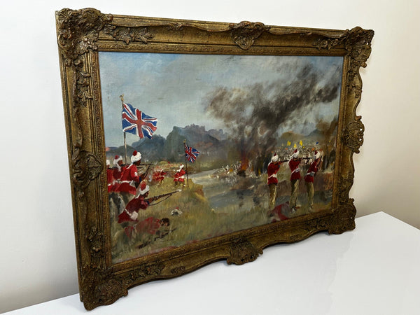 Oil Painting Military Battle Kam Dakkha 2nd Afghan War By Francis Russell Flint - Cheshire Antiques Consultant
