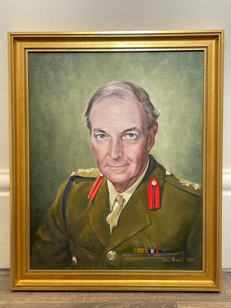 Oil Painting Military Portrait Officer British Army 2nd Signal Regiment - Cheshire Antiques Consultant