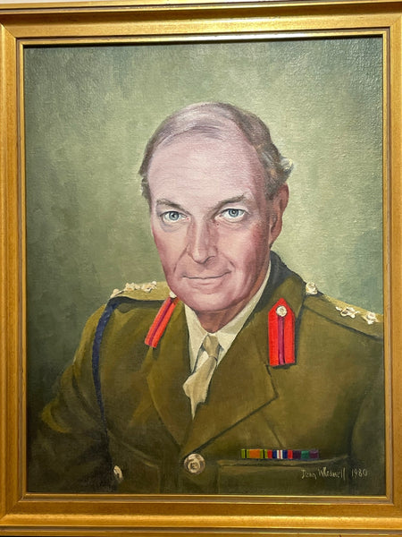 Oil Painting Military Portrait Officer British Army 2nd Signal Regiment - Cheshire Antiques Consultant