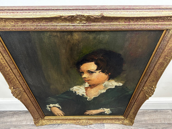 Oil Painting Portrait Angelic Young Man In Frilly Collar By George Thompson - Cheshire Antiques Consultant